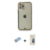 MARSİLYAN™- iPhone 12 Pro Kılıf Eksen Minimal Koleksiyonu - Siyah 6D Mat Seramik Hayalet Nano Ekran Koruyucu + Shine Kamera Lens Koruma Cam - MI
