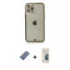 MARSİLYAN™- iPhone 12 Pro Kılıf Eksen Minimal Koleksiyonu - Siyah 6D Mat Seramik Hayalet Nano Ekran Koruyucu + Metal Kamera Lens Koruma Cam - AKYL