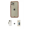MARSİLYAN™- iPhone 12 Pro Kılıf Eksen Minimal Koleksiyonu - Siyah 6D Mat Seramik Hayalet Nano Ekran Koruyucu + Shine Kamera Lens - GD