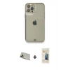 MARSİLYAN™- iPhone 12 Pro Kılıf Eksen Minimal Koleksiyonu - Siyah 6D Mat Seramik Hayalet Nano Ekran Koruyucu + Rainbow Kamera Lens Koruma Cam - GD