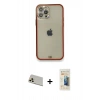 MARSİLYAN™- iPhone 12 Pro Kılıf Eksen Minimal Koleksiyonu - Siyah 6D Mat Seramik Hayalet Nano Ekran Koruyucu + Rainbow Kamera Lens Koruma Cam - GD