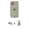 MARSİLYAN™- iPhone 12 Pro Kılıf Eksen Minimal Koleksiyonu - Siyah 6D Mat Seramik Hayalet Nano Ekran Koruyucu + Rainbow Kamera Lens Koruma Cam - GD