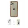 MARSİLYAN™- iPhone 12 Pro Kılıf Eksen Minimal Koleksiyonu - Siyah 6D Mat Seramik Hayalet Nano Ekran Koruyucu + Shine Kamera Lens - GS