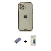 MARSİLYAN™- iPhone 12 Pro Kılıf Eksen Minimal Koleksiyonu - Siyah 6D Mat Seramik Hayalet Nano Ekran Koruyucu + Metal Kamera Lens Koruma Cam - GD