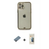 MARSİLYAN™- iPhone 12 Pro Kılıf Eksen Minimal Koleksiyonu - Siyah 6D Mat Seramik Hayalet Nano Ekran Koruyucu + Metal Kamera Lens Koruma Cam - MR