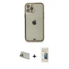 MARSİLYAN™- iPhone 12 Pro Kılıf Eksen Minimal Koleksiyonu - Siyah 6D Mat Seramik Hayalet Nano Ekran Koruyucu + Rainbow Kamera Lens Koruma Cam - GD