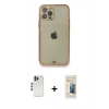 MARSİLYAN™- iPhone 12 Pro Kılıf Eksen Minimal Koleksiyonu - Siyah 6D Mat Seramik Hayalet Nano Ekran Koruyucu + Shine Kamera Lens - MI