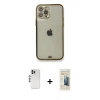 MARSİLYAN™- iPhone 12 Pro Kılıf Eksen Minimal Koleksiyonu - Siyah 6D Mat Seramik Hayalet Nano Ekran Koruyucu + Shine Kamera Lens - GS