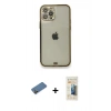 MARSİLYAN™- iPhone 12 Pro Kılıf Eksen Minimal Koleksiyonu - Siyah 6D Mat Seramik Hayalet Nano Ekran Koruyucu + Shine Kamera Lens Koruma Cam - GD