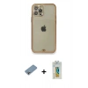 MARSİLYAN™- iPhone 12 Pro Kılıf Eksen Minimal Koleksiyonu - Siyah Polymer Nano Ekran Koruyucu + Shine Kamera Lens Koruma Cam - GI
