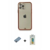 MARSİLYAN™- iPhone 12 Pro Kılıf Eksen Minimal Koleksiyonu - Siyah Polymer Nano Ekran Koruyucu + Shine Kamera Lens Koruma Cam - GI