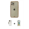 MARSİLYAN™- iPhone 12 Pro Kılıf Eksen Minimal Koleksiyonu - Siyah Polymer Nano Ekran Koruyucu + Shine Kamera Lens - GD