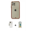 MARSİLYAN™- iPhone 12 Pro Kılıf Eksen Minimal Koleksiyonu - Siyah Polymer Nano Ekran Koruyucu + Shine Kamera Lens - GD