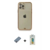 MARSİLYAN™- iPhone 12 Pro Kılıf Eksen Minimal Koleksiyonu - Siyah Polymer Nano Ekran Koruyucu + Metal Kamera Lens Koruma Cam - GS