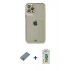 MARSİLYAN™- iPhone 12 Pro Kılıf Eksen Minimal Koleksiyonu - Siyah Polymer Nano Ekran Koruyucu + Metal Kamera Lens Koruma Cam - GS