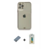 MARSİLYAN™- iPhone 12 Pro Kılıf Eksen Minimal Koleksiyonu - Siyah Polymer Nano Ekran Koruyucu + Metal Kamera Lens Koruma Cam - GS