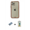 MARSİLYAN™- iPhone 12 Pro Kılıf Eksen Minimal Koleksiyonu - Siyah Polymer Nano Ekran Koruyucu + Shine Kamera Lens Koruma Cam - GS