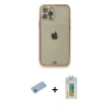 MARSİLYAN™- iPhone 12 Pro Kılıf Eksen Minimal Koleksiyonu - Siyah Polymer Nano Ekran Koruyucu + Shine Kamera Lens Koruma Cam - MI