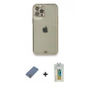 MARSİLYAN™- iPhone 12 Pro Kılıf Eksen Minimal Koleksiyonu - Siyah Polymer Nano Ekran Koruyucu + Metal Kamera Lens Koruma Cam - AKYL