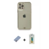 MARSİLYAN™- iPhone 12 Pro Kılıf Eksen Minimal Koleksiyonu - Siyah Polymer Nano Ekran Koruyucu + Metal Kamera Lens Koruma Cam - KUYL