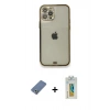 MARSİLYAN™- iPhone 12 Pro Kılıf Eksen Minimal Koleksiyonu - Siyah Polymer Nano Ekran Koruyucu + Metal Kamera Lens Koruma Cam - AKYL