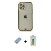 MARSİLYAN™- iPhone 12 Pro Kılıf Eksen Minimal Koleksiyonu - Siyah Polymer Nano Ekran Koruyucu + Metal Kamera Lens Koruma Cam - KUYL