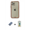 MARSİLYAN™- iPhone 12 Pro Kılıf Eksen Minimal Koleksiyonu - Siyah Polymer Nano Ekran Koruyucu + Metal Kamera Lens Koruma Cam - AKYL