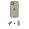 MARSİLYAN™- iPhone 12 Pro Kılıf Eksen Minimal Koleksiyonu - Siyah Polymer Nano Ekran Koruyucu + Metal Kamera Lens Koruma Cam - AKYL
