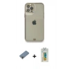 MARSİLYAN™- iPhone 12 Pro Kılıf Eksen Minimal Koleksiyonu - Siyah Polymer Nano Ekran Koruyucu + Metal Kamera Lens Koruma Cam - MR