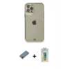 MARSİLYAN™- iPhone 12 Pro Kılıf Eksen Minimal Koleksiyonu - Siyah Polymer Nano Ekran Koruyucu + Metal Kamera Lens Koruma Cam - MR