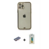 MARSİLYAN™- iPhone 12 Pro Kılıf Eksen Minimal Koleksiyonu - Siyah Polymer Nano Ekran Koruyucu + Renkli Kamera Lens Koruma Cam - TU