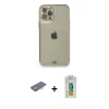 MARSİLYAN™- iPhone 12 Pro Kılıf Eksen Minimal Koleksiyonu - Siyah Polymer Nano Ekran Koruyucu + Renkli Kamera Lens Koruma Cam - TU