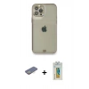 MARSİLYAN™- iPhone 12 Pro Kılıf Eksen Minimal Koleksiyonu - Siyah Polymer Nano Ekran Koruyucu + Renkli Kamera Lens Koruma Cam - SI