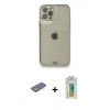 MARSİLYAN™- iPhone 12 Pro Kılıf Eksen Minimal Koleksiyonu - Siyah Polymer Nano Ekran Koruyucu + Renkli Kamera Lens Koruma Cam - YL