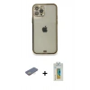 MARSİLYAN™- iPhone 12 Pro Kılıf Eksen Minimal Koleksiyonu - Siyah Polymer Nano Ekran Koruyucu + Renkli Kamera Lens Koruma Cam - SI