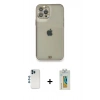 MARSİLYAN™- iPhone 12 Pro Kılıf Eksen Minimal Koleksiyonu - Siyah Polymer Nano Ekran Koruyucu + Shine Kamera Lens - MI