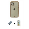 MARSİLYAN™- iPhone 12 Pro Kılıf Eksen Minimal Koleksiyonu - Siyah Polymer Nano Ekran Koruyucu + Shine Kamera Lens Koruma Cam - SH