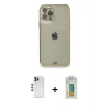 MARSİLYAN™- iPhone 12 Pro Kılıf Eksen Minimal Koleksiyonu - Siyah Polymer Nano Ekran Koruyucu + Shine Kamera Lens - MI