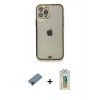 MARSİLYAN™- iPhone 12 Pro Kılıf Eksen Minimal Koleksiyonu - Siyah Polymer Nano Ekran Koruyucu + Shine Kamera Lens Koruma Cam - SH