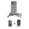MARSİLYAN™- iPhone 12 Pro Kılıf Eksen Özel Seri - Şeffaf 360 Full Body Arka Koruyucu + Neon Fosforlu Kamera Lens - BZ
