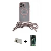 MARSİLYAN™- iPhone 12 Pro Kılıf Eksen Özel Seri - Şeffaf 360 Full Body Arka Koruyucu + Gold Rainbow Kamera Lens Koruma Cam