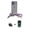 MARSİLYAN™- iPhone 12 Pro Kılıf Eksen Özel Seri - Şeffaf 360 Full Body Arka Koruyucu + Kamera Lens Koruma Cam - SF