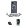 MARSİLYAN™- iPhone 12 Pro Kılıf Eksen Özel Seri - Şeffaf 360 Full Body Arka Koruyucu + Kamera Lens Koruma Cam - SF