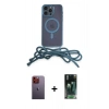 MARSİLYAN™- iPhone 12 Pro Kılıf Eksen Özel Seri - Şeffaf 360 Full Body Arka Koruyucu + Neon Fosforlu Kamera Lens - TU