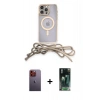 MARSİLYAN™- iPhone 12 Pro Kılıf Eksen Özel Seri - Şeffaf 360 Full Body Arka Koruyucu + Neon Fosforlu Kamera Lens - TU
