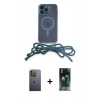 MARSİLYAN™- iPhone 12 Pro Kılıf Eksen Özel Seri - Şeffaf 360 Full Body Arka Koruyucu + Neon Fosforlu Kamera Lens - YL