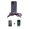 MARSİLYAN™- iPhone 12 Pro Kılıf Eksen Özel Seri - Şeffaf 360 Full Body Arka Koruyucu + Neon Fosforlu Kamera Lens - YL