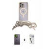 MARSİLYAN™- iPhone 12 Pro Kılıf Eksen Özel Seri - Şeffaf Uv Polymer Nano Ekran Koruyucu + Neon Fosforlu Kamera Lens - YL