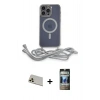MARSİLYAN™- iPhone 12 Pro Kılıf Eksen Özel Seri - Siyah 34D Hayalet Izgaralı Cam + Gold Rainbow Kamera Lens Koruma Cam