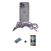 MARSİLYAN™- iPhone 12 Pro Kılıf Eksen Özel Seri - Siyah 34D Hayalet Izgaralı Cam + Shine Kamera Lens Koruma Cam - GD
